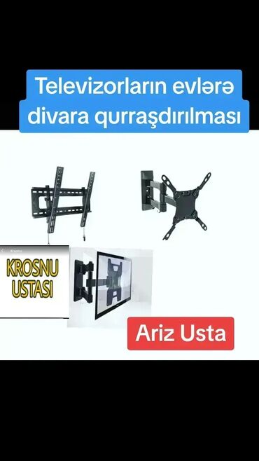 Uzunmüddətli kirayə mənzillər: Televizor ustası Televizorların divara asılması Televizor divara
