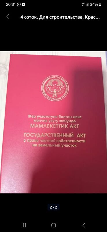 Продажа участков: 4 соток, Для строительства, Красная книга