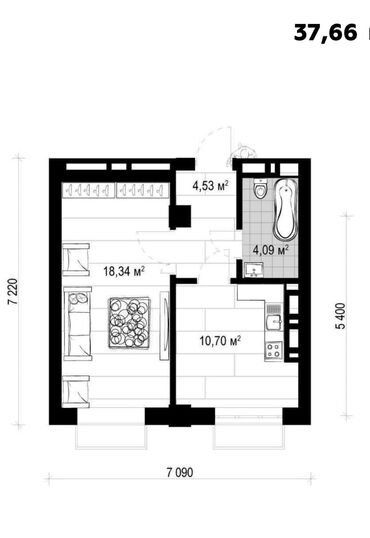 Продажа квартир: 1 комната, 38 м², Элитка, 11 этаж, ПСО (под самоотделку)