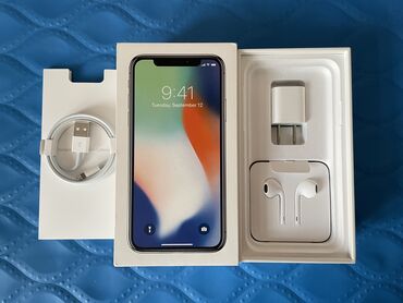 Mobil telefonlar üçün digər aksesuarlar: Original iPhone X Silver model telefonun qutusundan cixma aksesuarlari
