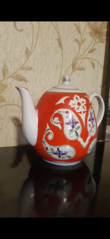 Çaydanlar: İşlənmiş, rəng - Narıncı, Çaydan, Keramika