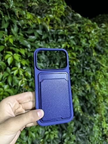 iphone dublikat: İphone 17 pro üçün mavi rəngli maqnitli telefon qabı və kart-cüzi — 7