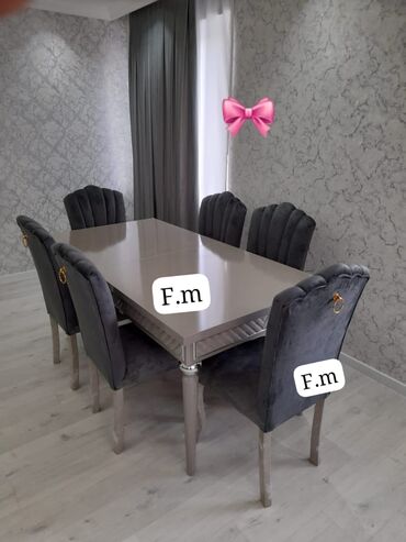 baki mebel fabriki: Для гостиной, Новый, Раскладной, Прямоугольный стол, 6 стульев