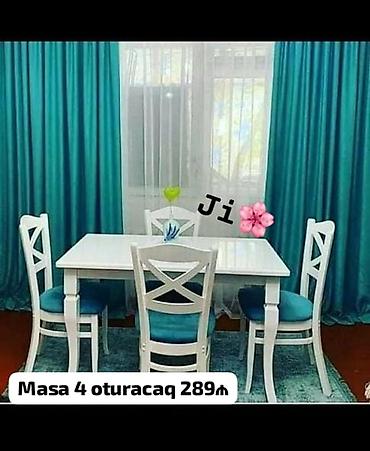 masa balaca: Mətbəx üçün, Yeni, Dördbucaq masa, 4 stul — 1
