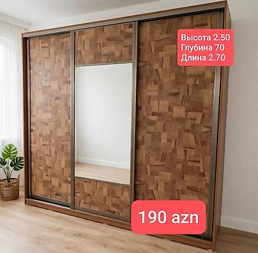 İşlənmiş, 3 qapılı, Güzgülü, Qəhvəyi, Taxta, Kupe, Düz dolab