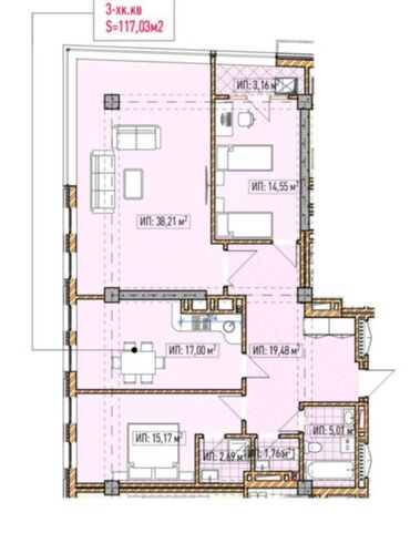 ремонт квартир и домов: 3 комнаты, 117 м², 8 этаж, ПСО (под самоотделку)