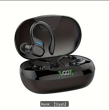 airpods qutusu: Qulaqüstü qarmaqlı TWS simsiz qulaqlıq dəsti – rəng: qara — 1