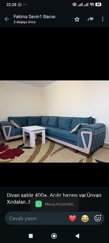 Divan satılır 400₼. Açılır bazası var.Ünvan Xırdalan. 8187. Fatimə99