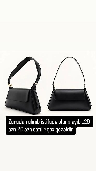 Çantalar: Zara brendinin qara çiyin çantası. - Minimalist, zərif dizayn - Düz — 1