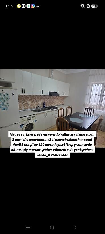 kirayə evlar: 80 kv. m, 3 otaqlı, Kombi, Qaz, İşıq — 1