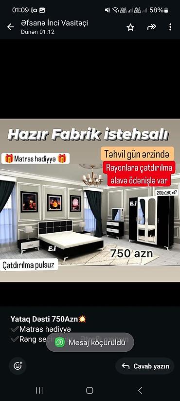 yataq matras: *Yataq Dəsti 750Azn💥* ✔️Matras hədiyyə ✔️Rəng seçimi var *✔️ — 2