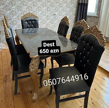 boyama seti: Qonaq otağı üçün, Yeni, Açılmayan, Dördbucaq masa, 6 stul — 3