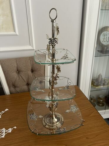 qab qaçaq: Блюдо для тортов и сладостей, цвет - Серебристый, Стекло at lalafo.az qab qaçaq: Блюдо для тортов и сладостей, цвет - Серебристый, Стекло