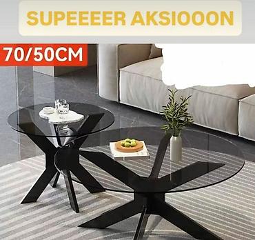 stakleni sto ikea: Stakleni klub sto – moderan set dva komada - Dizajn: okrugla staklena — 1