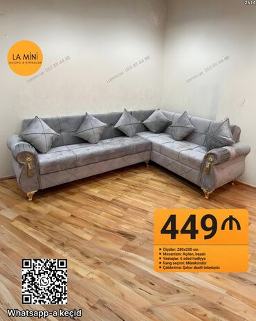 Divanlar: Künc divan, Açılan, Bazalı, Şəhərdaxili pulsuz çatdırılma