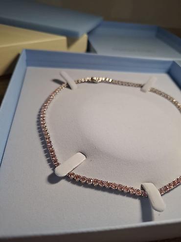 sat versace: Original Swarovski Matrix Tennis ogrlica sa nežno roze (pink) — 4