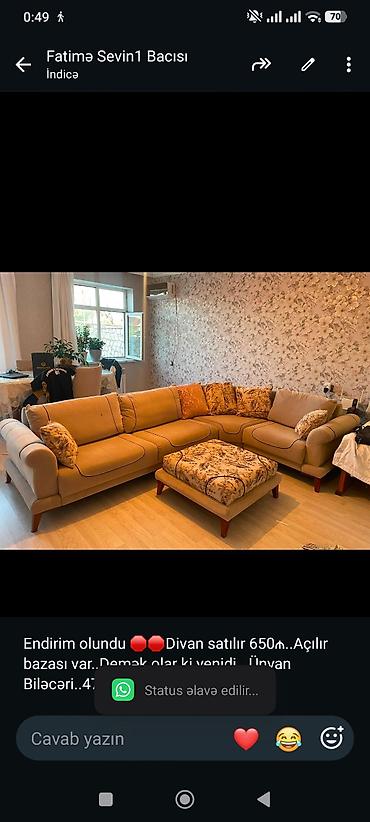 Endirim olundu 🛑🛑Divan satılır 650₼. Açılır bazası var. Demək olar ki lalafo.az -da Endirim olundu 🛑🛑Divan satılır 650₼. Açılır bazası var. Demək olar ki