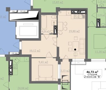 Продажа квартир: 2 комнаты, 47 м², Элитка, 9 этаж, ПСО (под самоотделку)