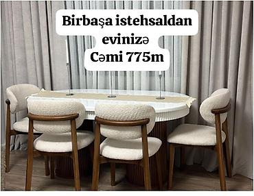 mdf panel: Qonaq otağı üçün, Yeni, Açılmayan, Oval masa, 6 stul — 1