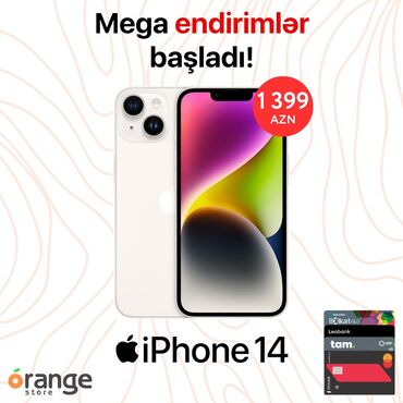 ikinci el ayfon: IPhone 14, 128 GB, Ağ, Zəmanət, Simsiz şarj, Face ID