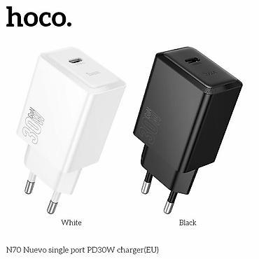 black: Сетевые адаптеры HOCO N70 Nuevo single port PD30W charger (EU) (Black) — 1