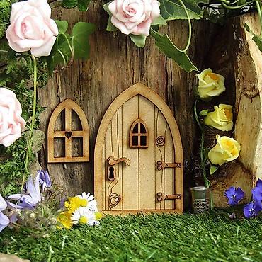 fairy: Кукольная мебель деревянная дверь, деревянная сказочная мини-дверь — 4