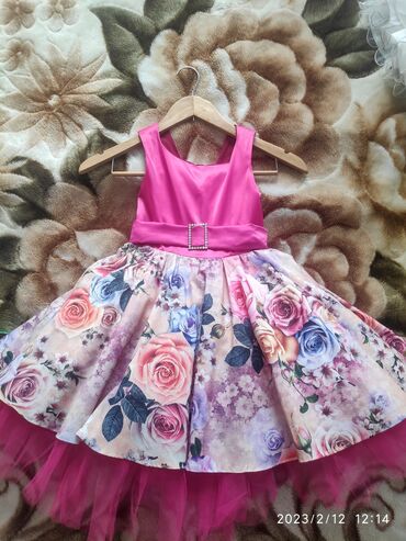 платье с фатином на выпускной: Детское платье, цвет - Розовый, Б/у
