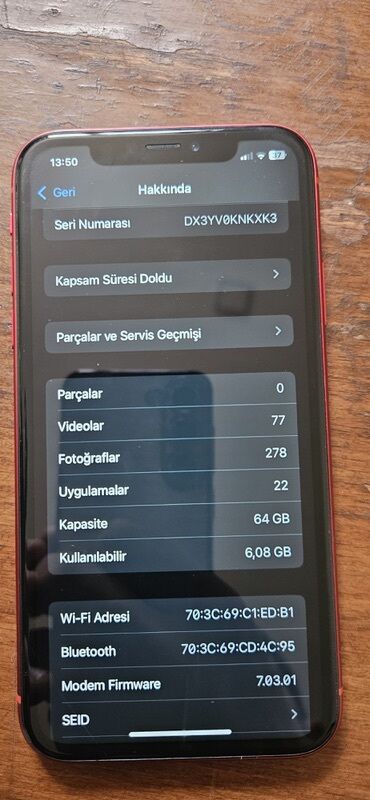 Apple iPhone: IPhone Xr, Qırmızı, Face ID — 6