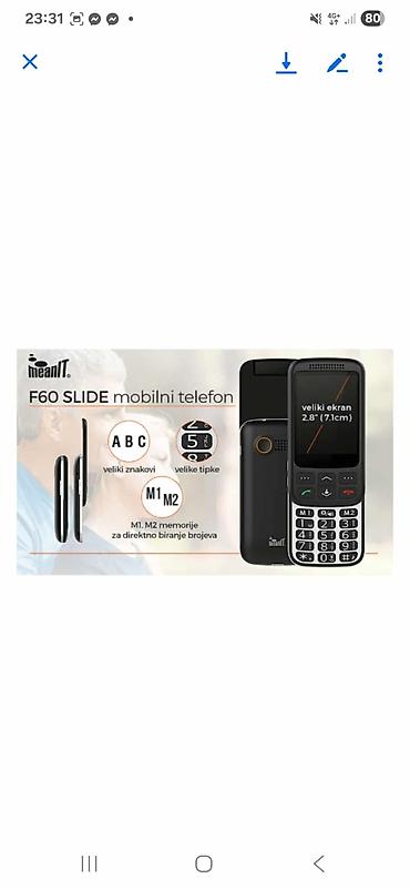 drhtava pesma: Mobilni telefon F60 SLIDE 2.8 ekran ( 7.1 cm ), Dual SIM 7500 RSD — 1