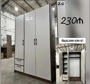 kitab refi modelleri: Üç qapılı paltar dolabı - Ölçü: 200×120×47 sm (şəkildə göstərilib) - — 1