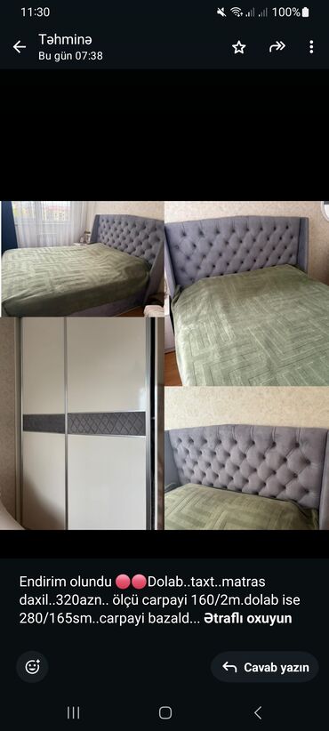 taxt ucun matras: Endirim olundu 🔴🔴Dolab. taxt. matras daxil. 320azn. ölçü carpayi