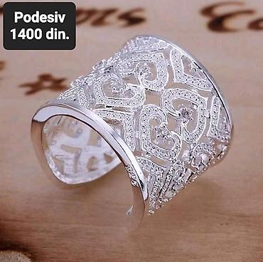 ogrlice prodaja: Podesiv srebrnasti prsten – cena: 1400 din. - Širok, otvoren dizajn — 1