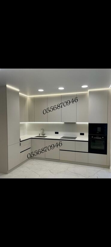 Sifarişlə mətbəx mebeli: Sifarişlə mətbəx dəsti, Özü çəkən petlələr, Mat laminat, Kredit yoxdur, Pulsuz çatdırılma — 2