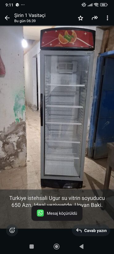 Dərin dondurucular: Turkiye istehsali Ugur su vitrin soyuducu 650 Azn. Ideal veziyyetde