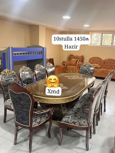 stol stul kirayesi: Новый, Круглый стол, 10 стульев