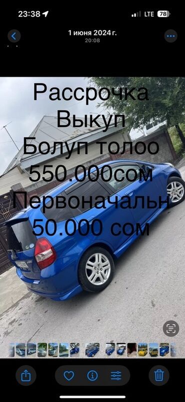 прибор на фит: Авто в ярком синем цвете, кузов универсал/хэтчбек. Литые диски