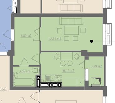 срочно продается квартира: 1 комната, 42 м², Элитка, 8 этаж, ПСО (под самоотделку)