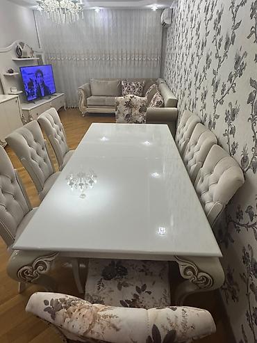 Qonaq otağı üçün, İşlənmiş, Dördbucaq masa, 6 stul