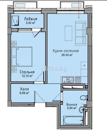 Продажа квартир: Студия, 48 м², Асанбай мкр 7 этаж, ПСО (под самоотделку) — 2