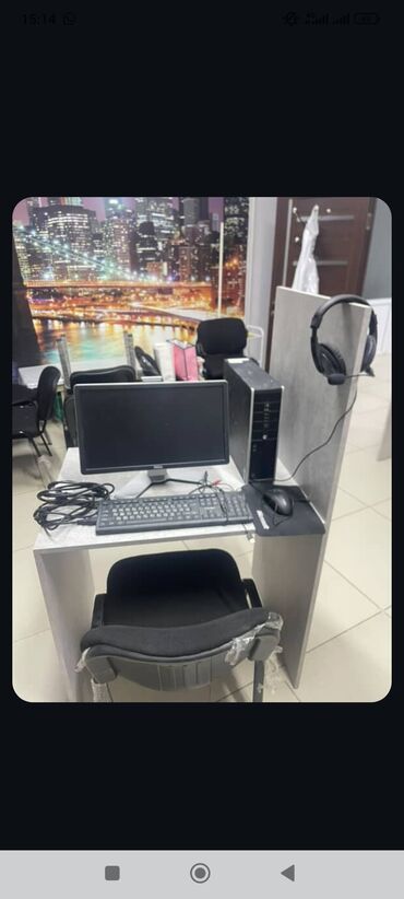 рабочий стол для офиса: Кеңсе эмереги комплекти, Отургуч, түсү - Боз