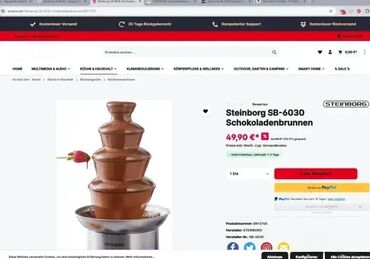 Ostali kuhinjski aparati: #2542 Čokoladna fontana Steinborg SB-6030; **Potpuno NOVO — 3