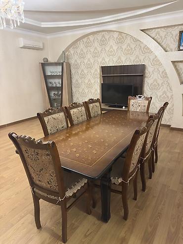 stul (koja): Qonaq otağı üçün, İşlənmiş, Açılan, Dördbucaq masa, 8 stul — 1