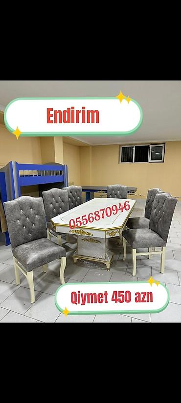 tek termolar: Qonaq otağı üçün, Yeni, Açılmayan, Dördbucaq masa, 6 stul — 2