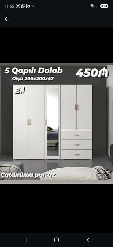 5 qapılı paltar dolabı - Ölçü: 200 x 200 x 47 sm - Rəng: ağ - Ön lalafo.az -da 5 qapılı paltar dolabı - Ölçü: 200 x 200 x 47 sm - Rəng: ağ - Ön