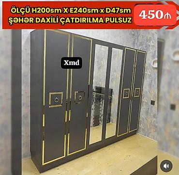 karta: - Geniş paltar şkafı, 6 qapılı dizayn - Rəng: qara-qızılı dekorativ — 1