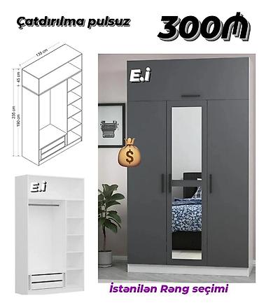 Dolablar: Yeni, 3 qapılı, Güzgülü, Açılan, Düz dolab — 1