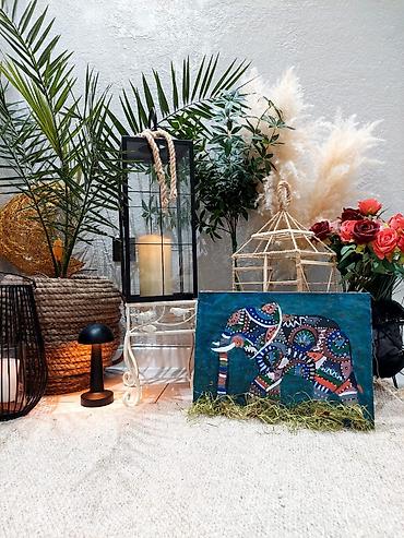 instagram sekilleri: Əl işi rəsm tablo – “Fil” mövzulu Instagram:@art_form.design - — 2