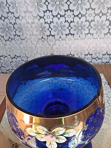 Сервировочные аксессуары: Kobalt-mavi rəngli dekorativ şüşə qab - Material: qalın kobalt-mavi — 1