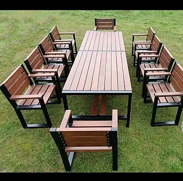 heyet mebeli: Bağ və terras üçün metal-taxta dəst - Komplekt tərkibi: düzbucaqlı — 3