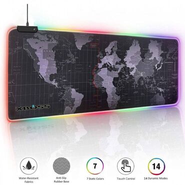 noutbuk adapterleri: XBOSS RGB Mouse Pad Gaming 14 Rəng İşıqlı Yumşaq Sukeçirməz XXL 89.5 x